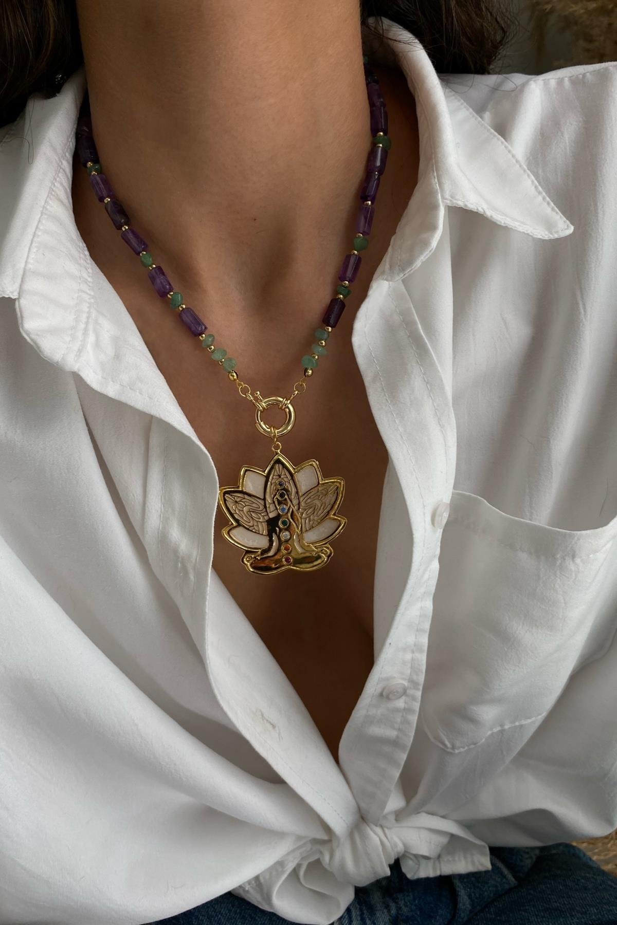 Ametist & Aventurin Çakralı Lotus Çiçeği 