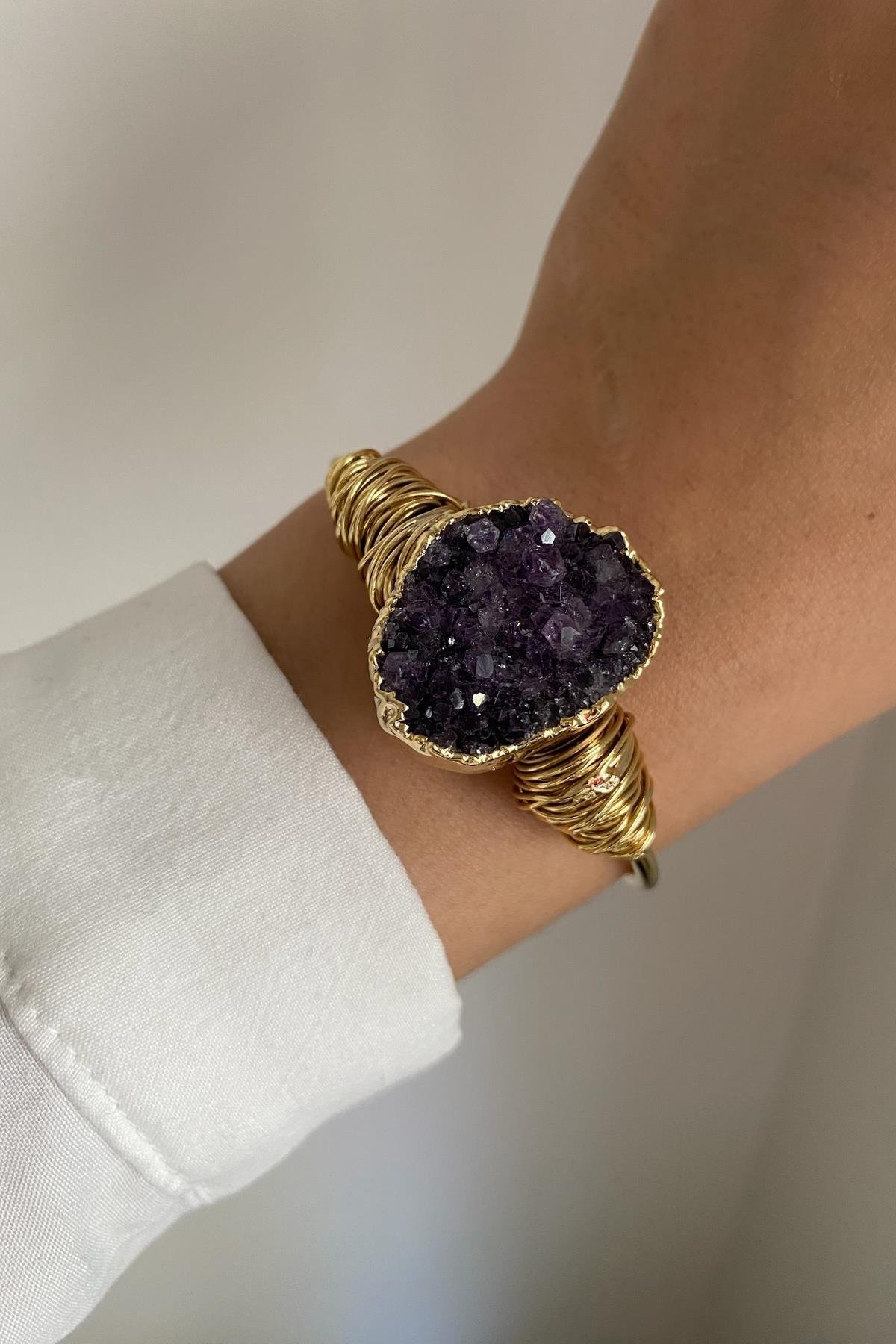 Ametist Dürüze Kelepçe Bileklik (Sınırlı Adet)