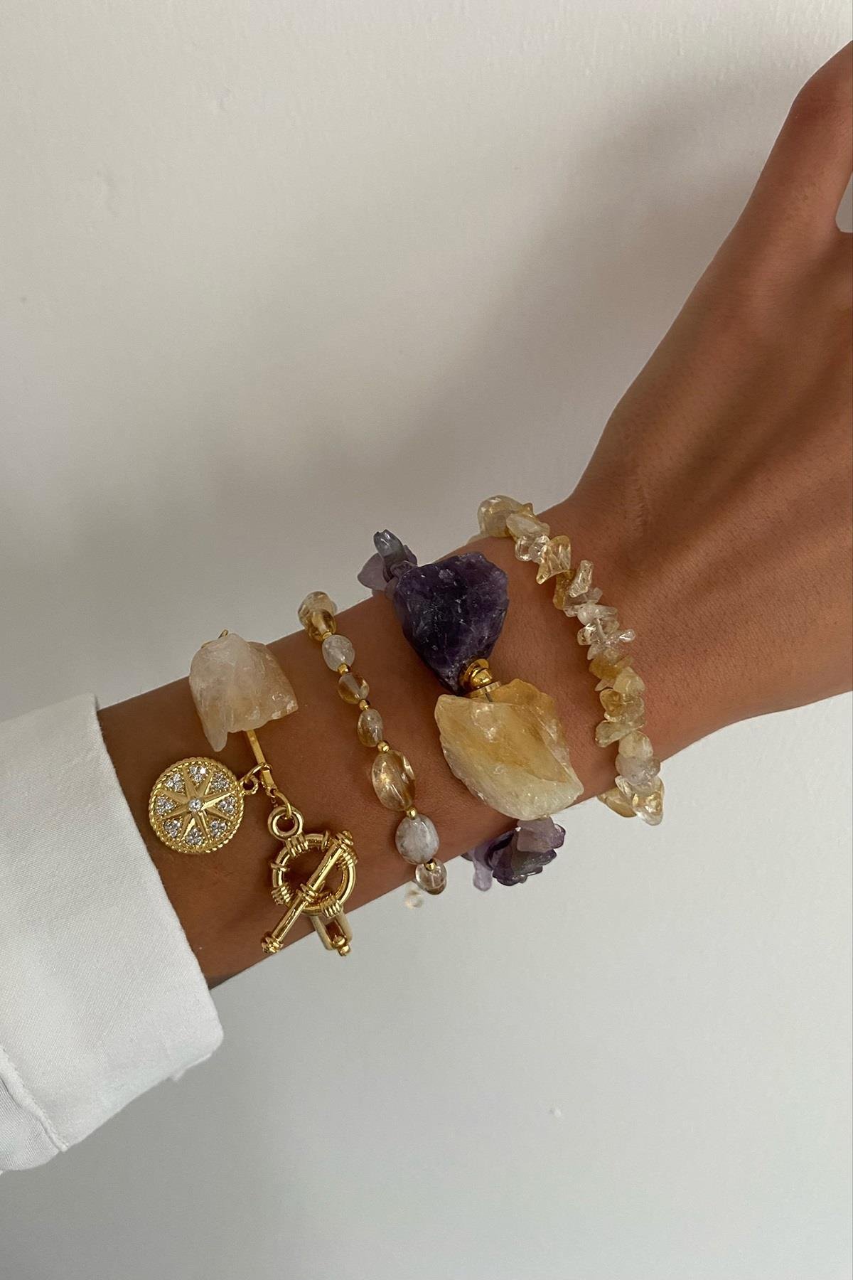 Ametist&Sitrin Taşı Bileklik Seti (Tüm Set)