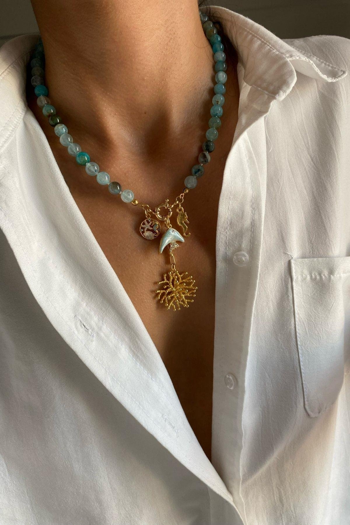 Apatit Taşı Charm Kolye 