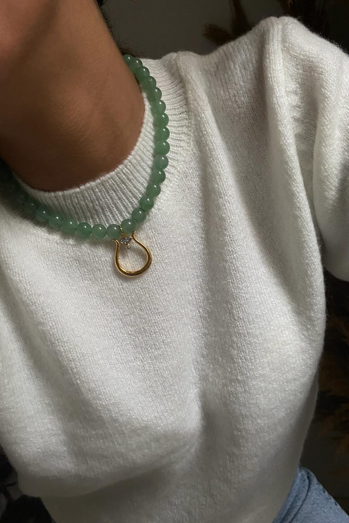 Aventurin Taşı Tasarım Kolye  (10mm)