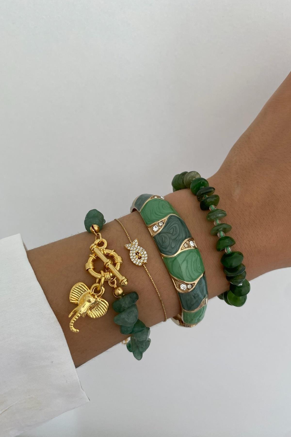 Aventurin & Yeşim Taşı Bileklik Seti (Tüm Set)