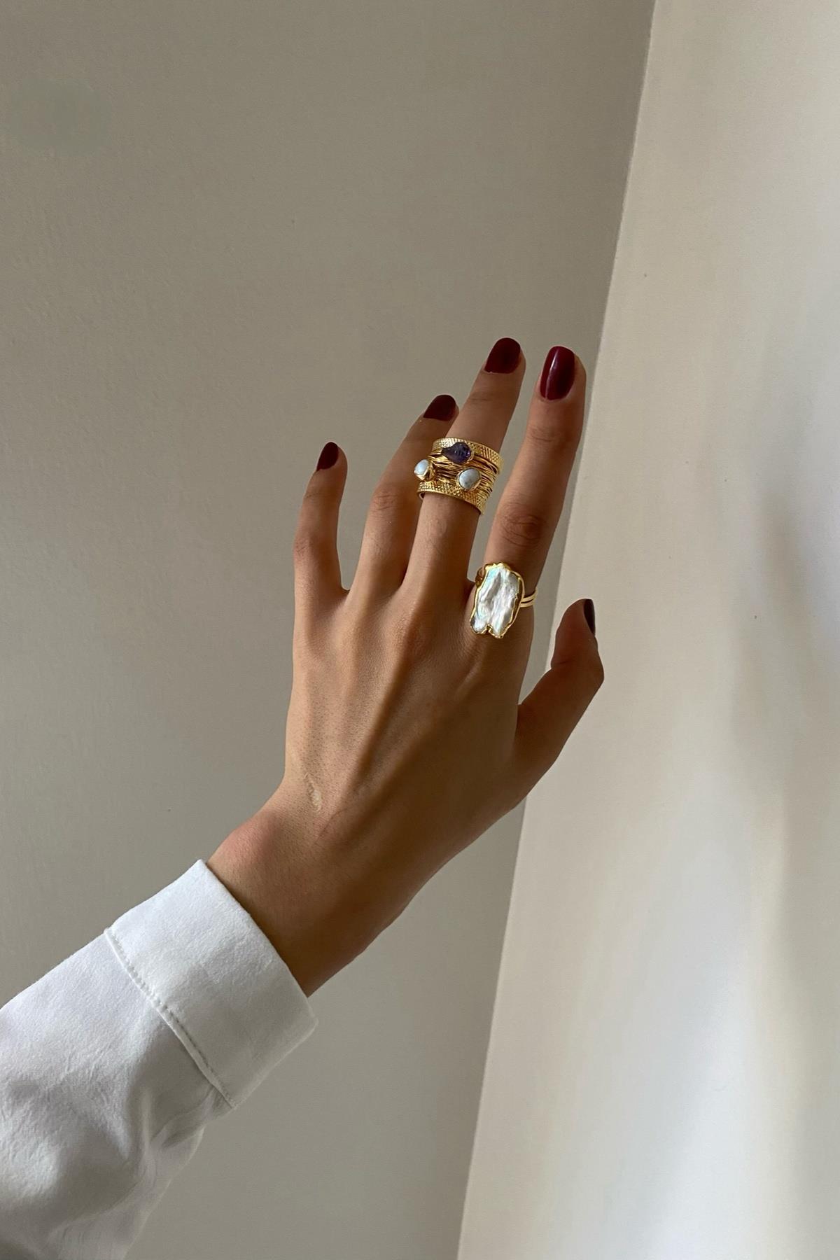 Barok İnci & Ametist Yüzük Seti (Tüm Set)