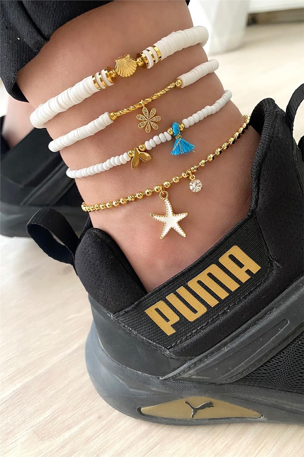 Beyaz Tasarım Halhal Seti (Tüm Set)