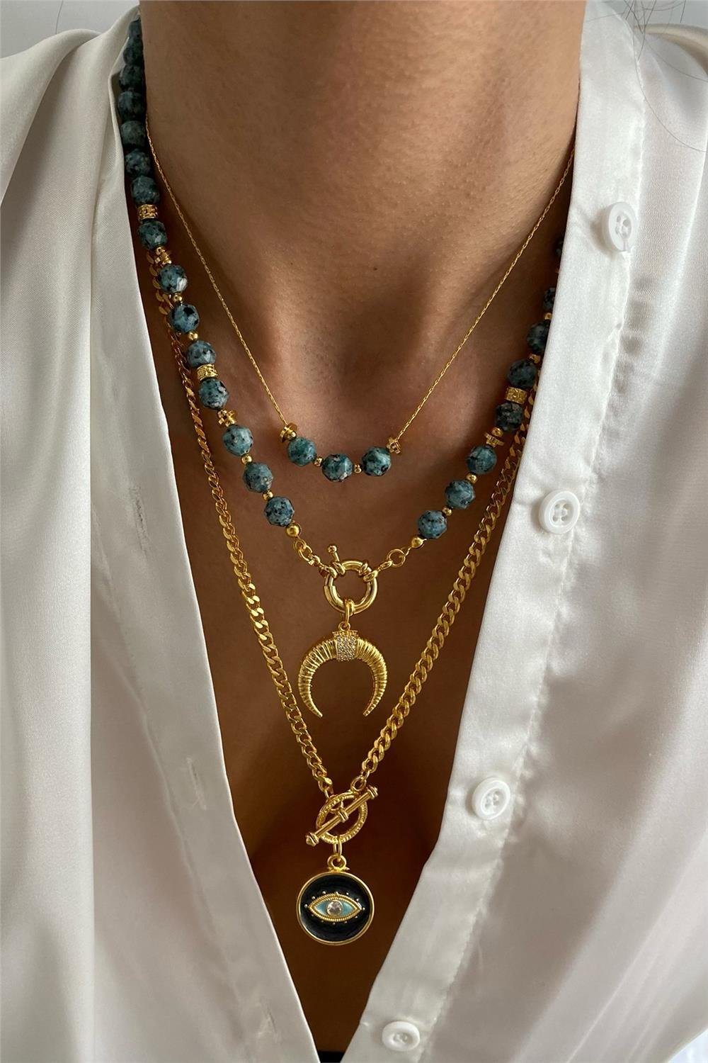 Ceyt Taşı Tasarım Kolye Seti (Tüm Set)