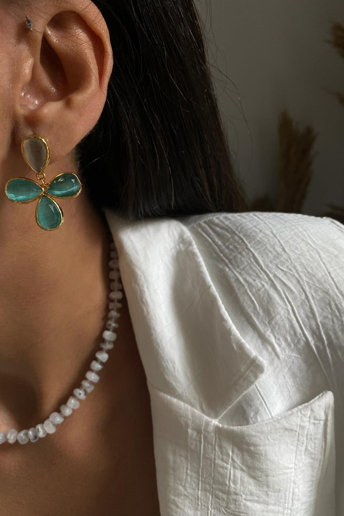 Damla Kesim Kedi Gözü  Tasarım  Küpe 