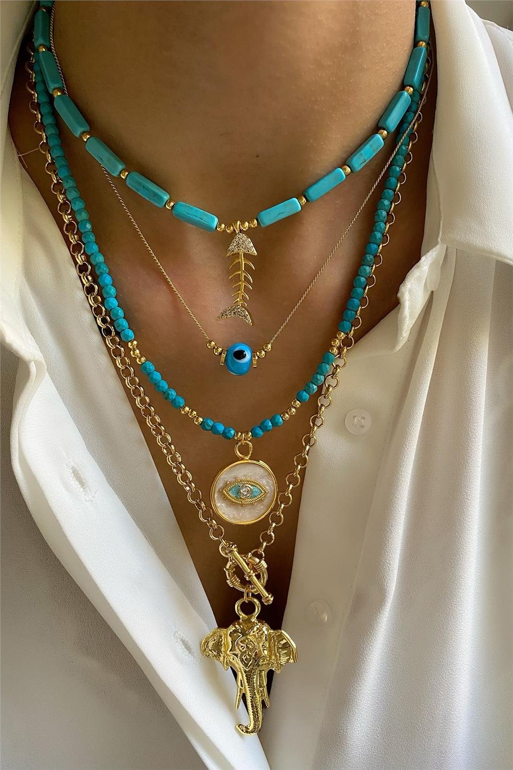 Firuze Taşı Kolye Seti (Tüm Set)