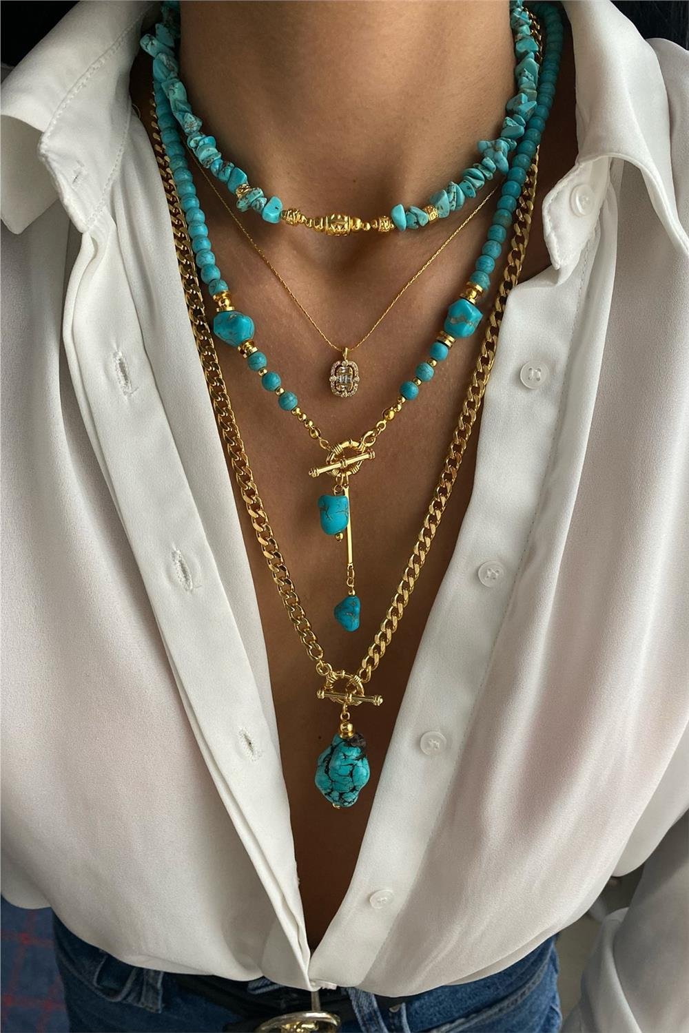 Firuze Taşı Kolye Seti (Tüm Set)