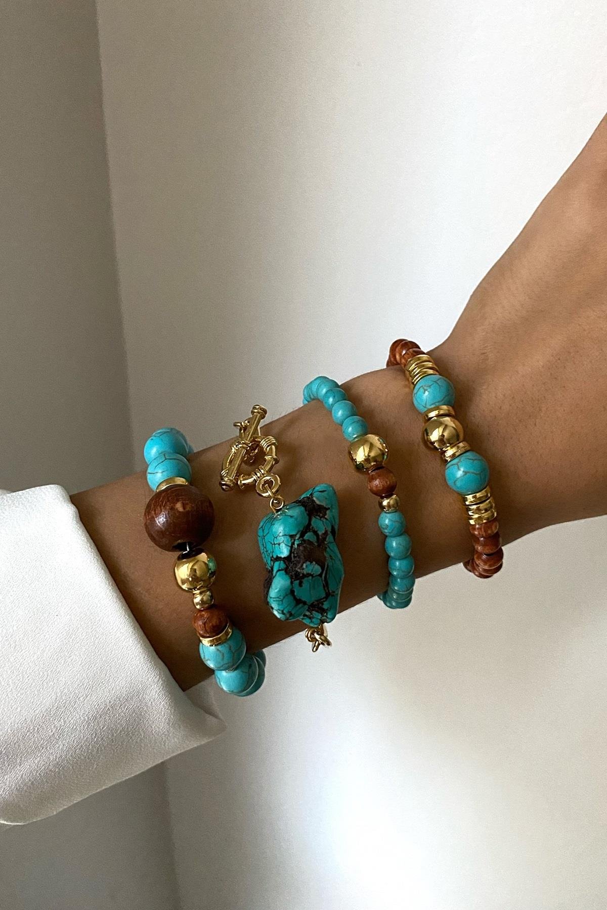 Firuze Taşı Tasarım Bileklik Seti (Tüm Set)