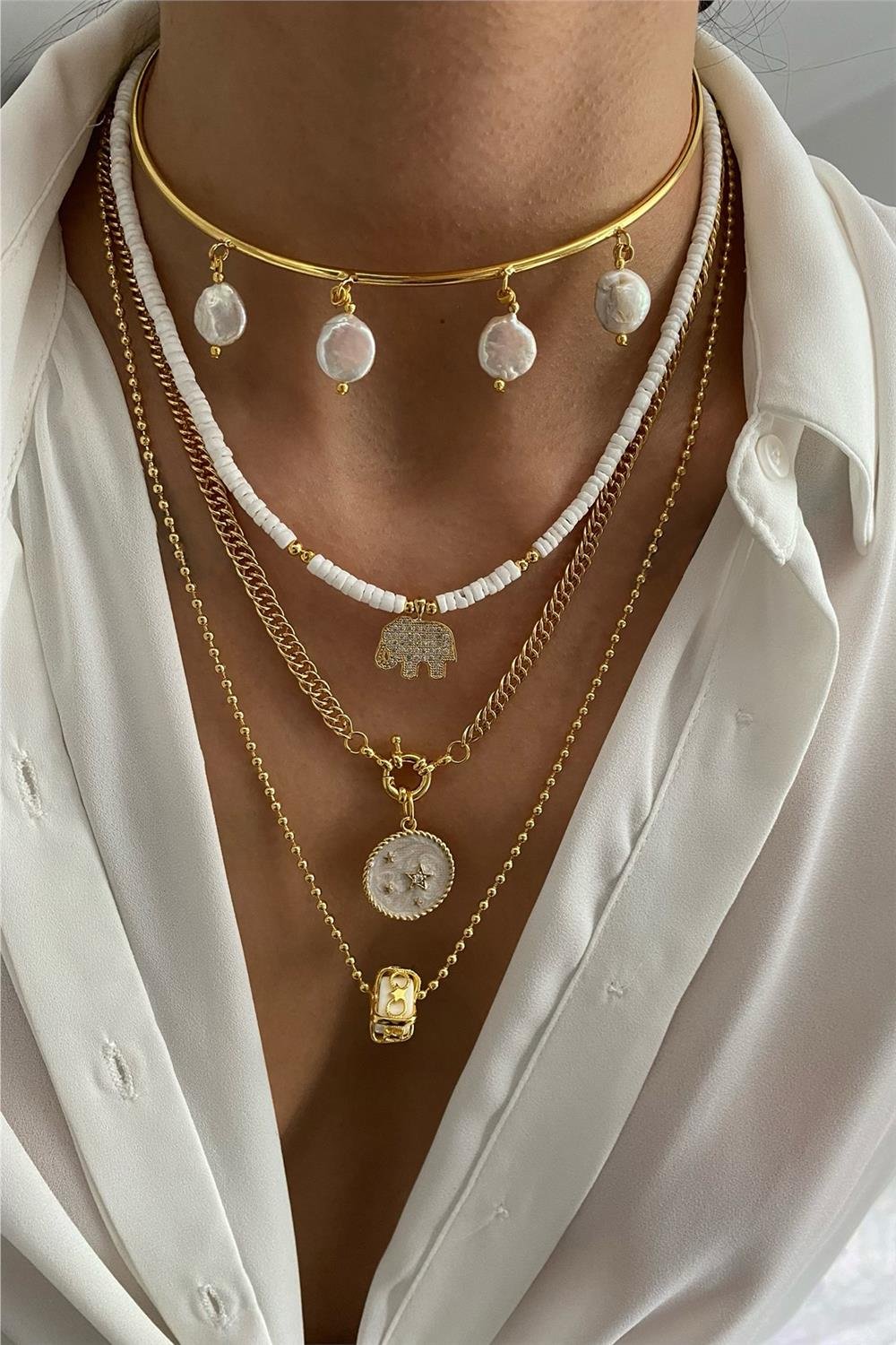 İnci&Sedef Tasarım Kolye Seti (Tüm Set)