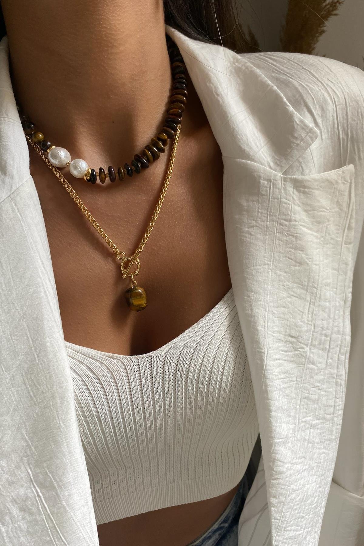 Kaplan Gözü Kolye Seti (Tüm Set)