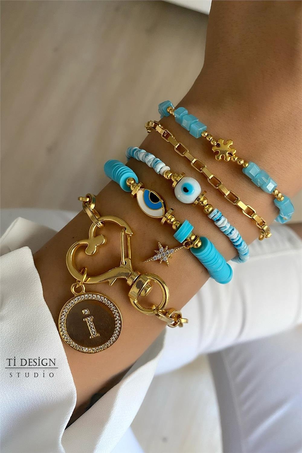 Kare Kristal&Sedef Taşı Bileklik Seti (Tüm Set)