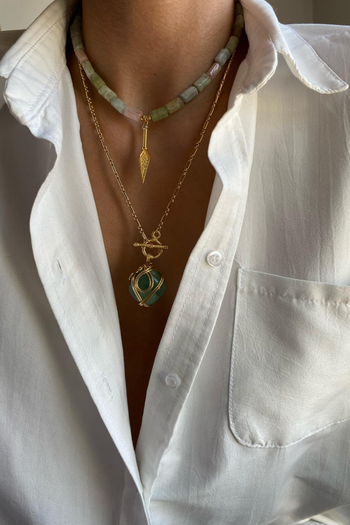 Karma Doğaltaş Kolye Seti (Tüm Set)