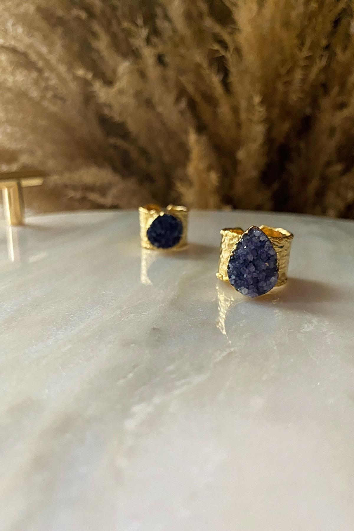 Lapis Taşı Damla Tasarım Yüzük 