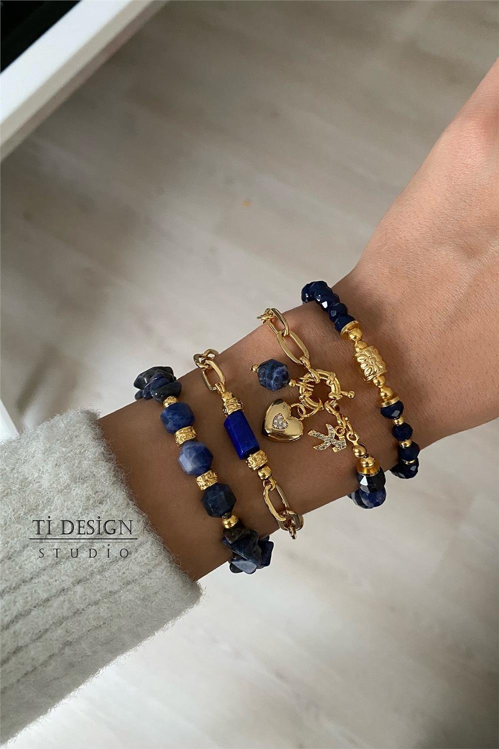 Lapis Taşı Tasarım Bileklik Seti (Tüm Set)