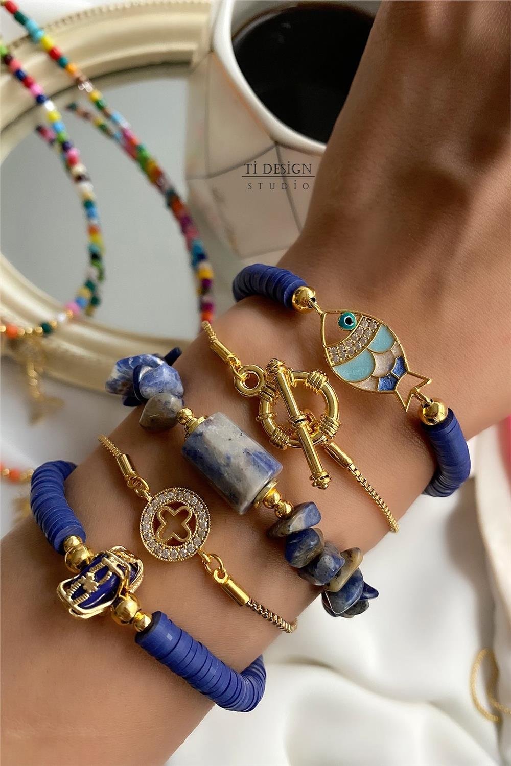 Lapis Taşı Tasarım Bileklik Seti (Tüm Set)