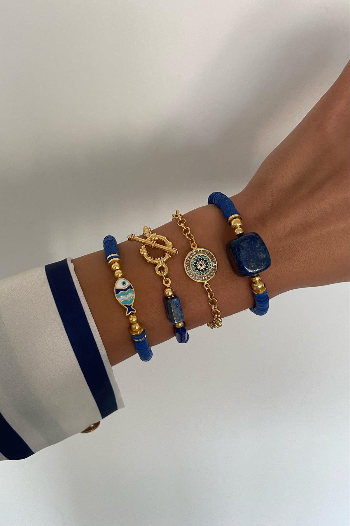 Lapis Taşı Tasarım Bileklik Seti (Tüm Set)