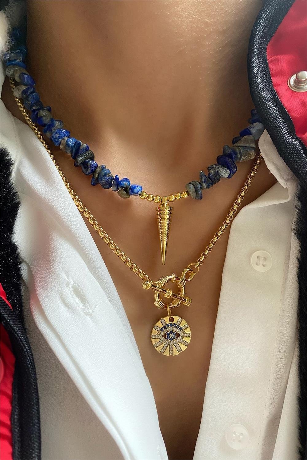 Lapis Taşı Tasarım Kolye Seti (Tüm Set)