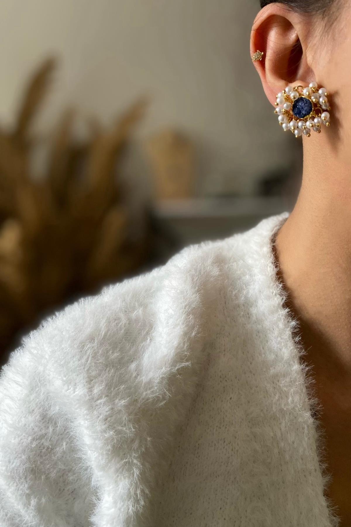 Lapis Taşı Tasarım Küpe 