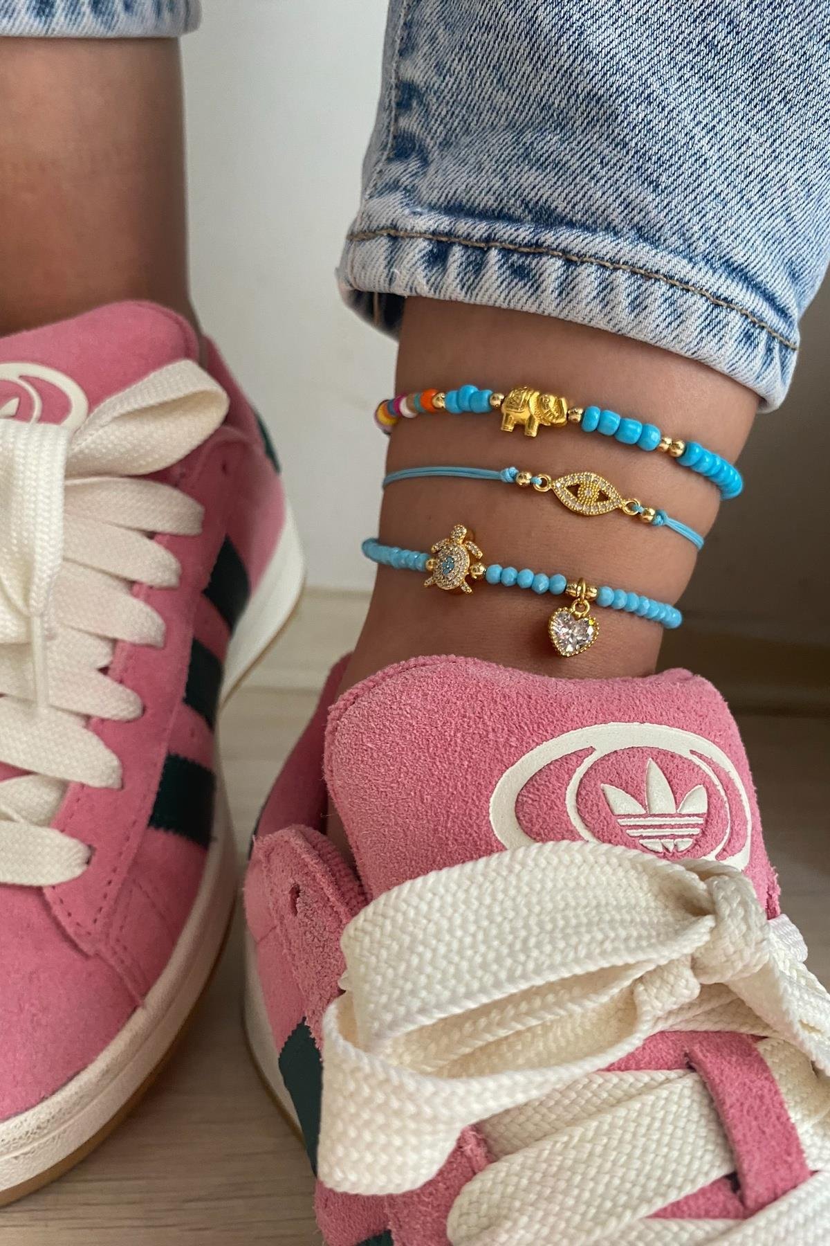 Mavi  Tasarım Halhal Seti (Tüm Set)