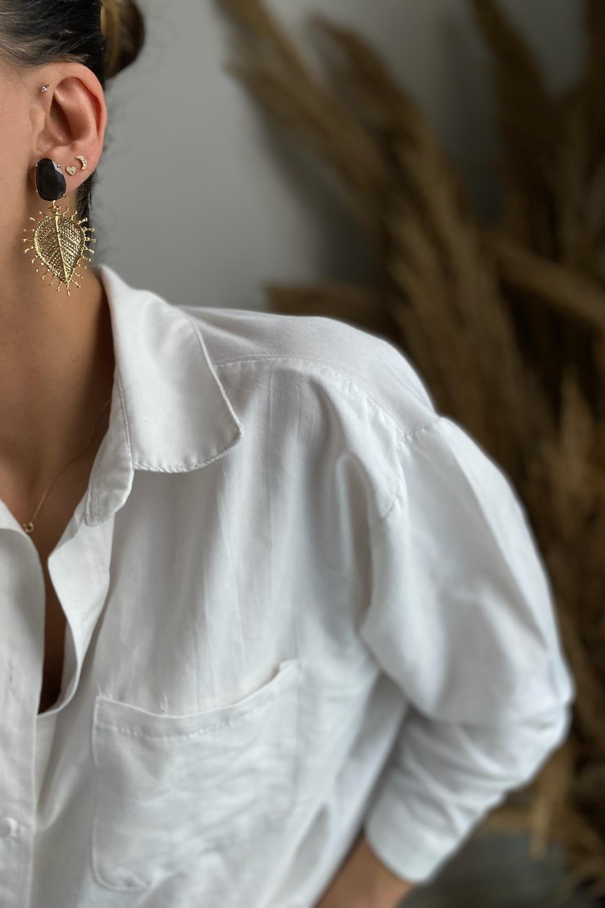 Oniks Taşı Tasarım  Küpe 