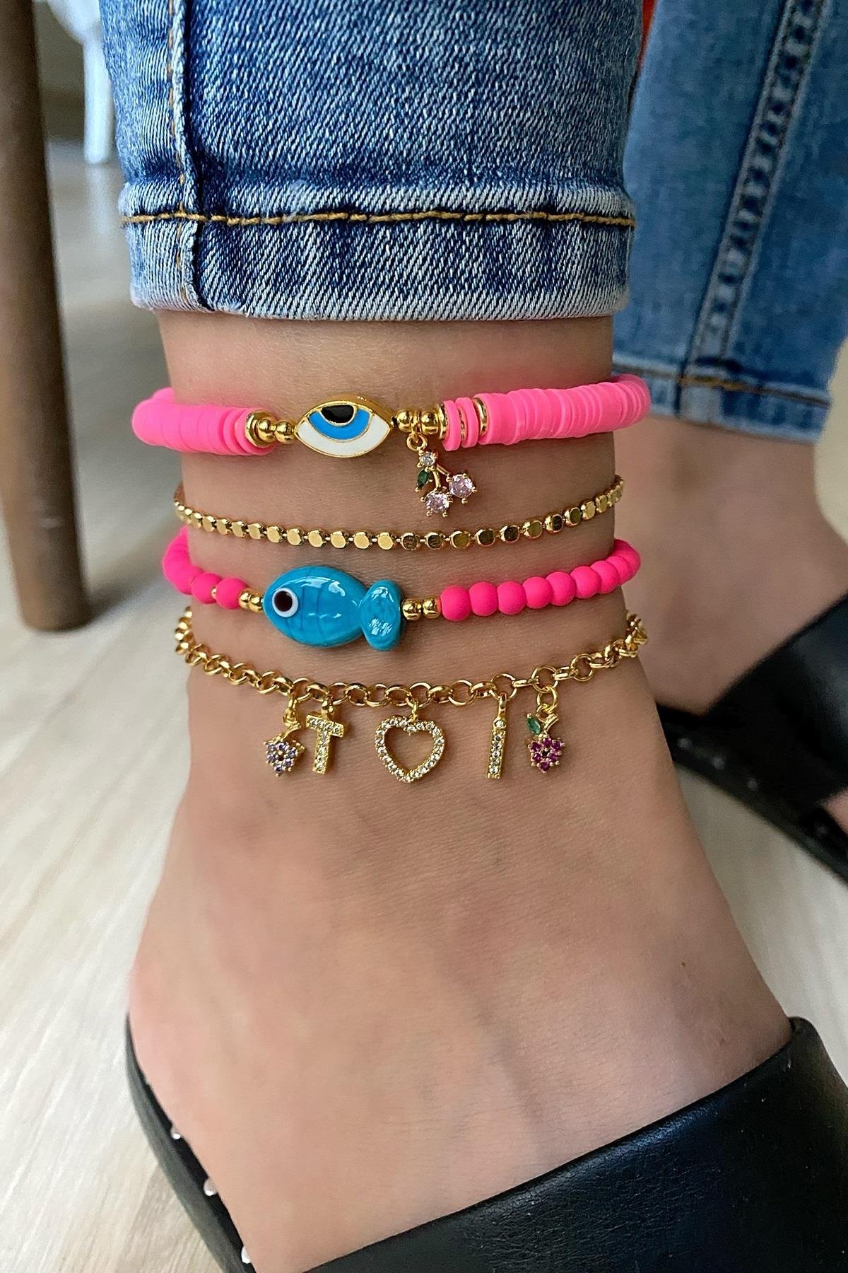 Pembe Tasarım Halhal Seti (Tüm Set)