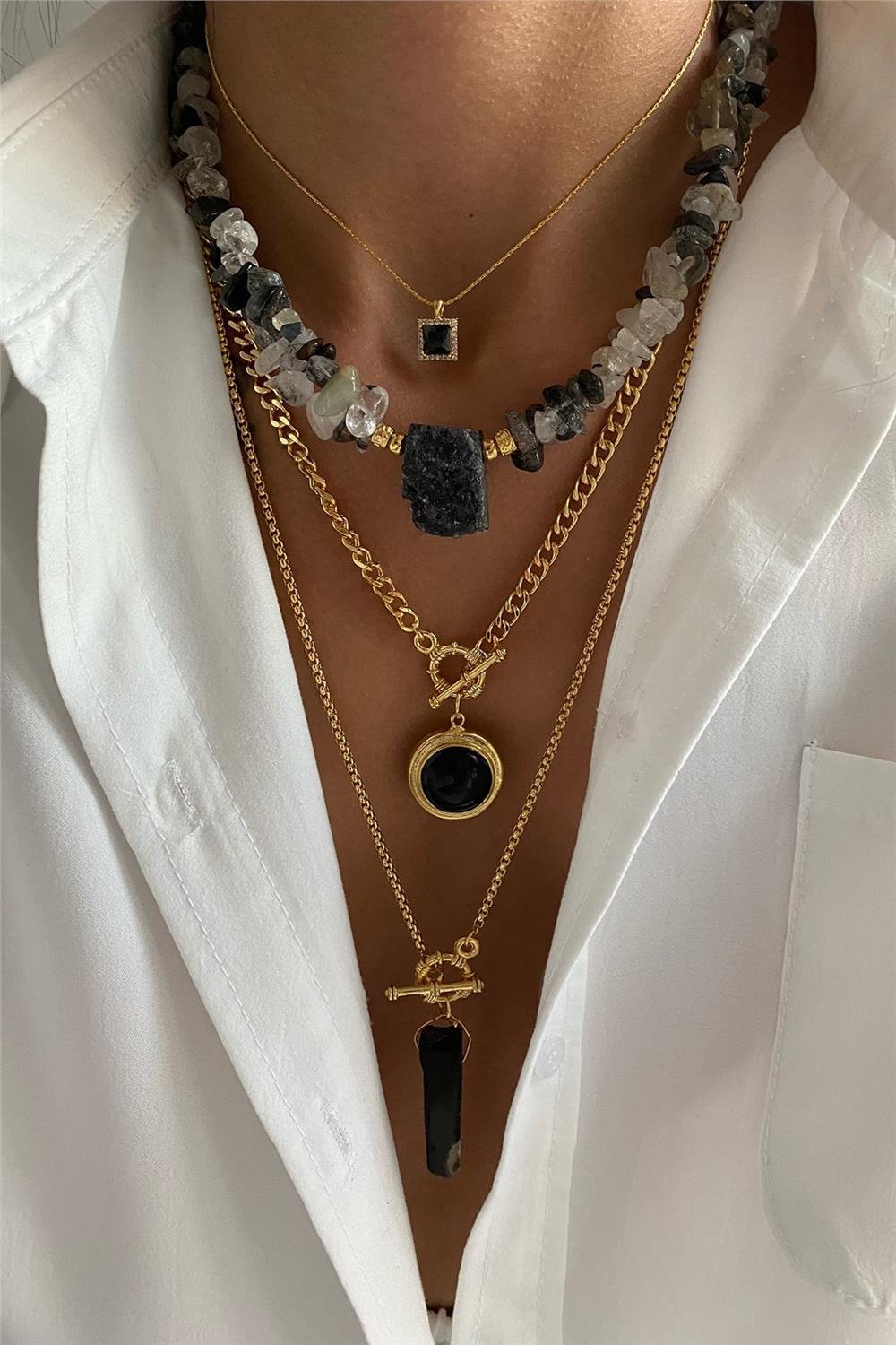 Rutili Kuvars Kolye Seti (Tüm Set)