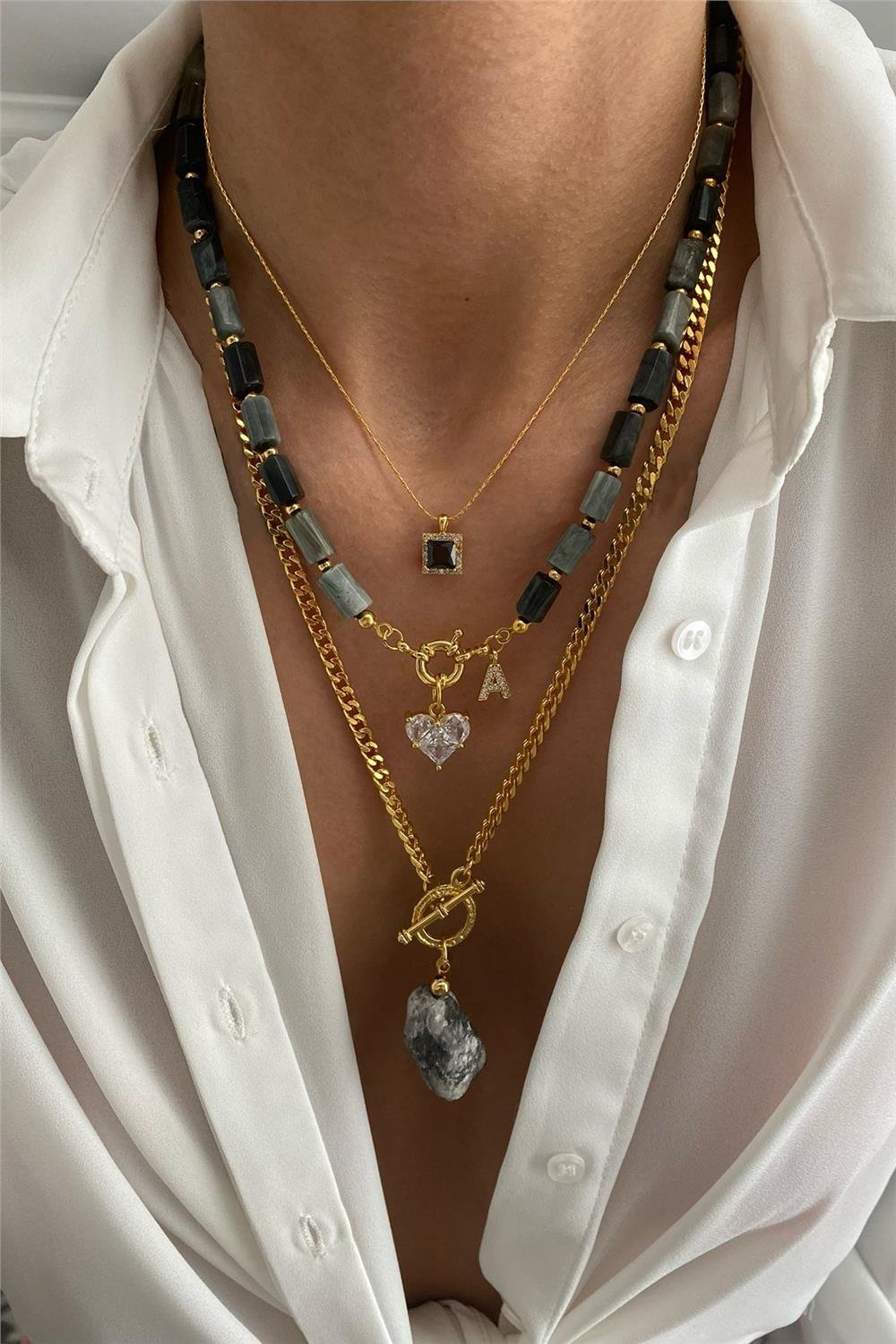 Rutili Kuvars Kolye Seti (Tüm Set)