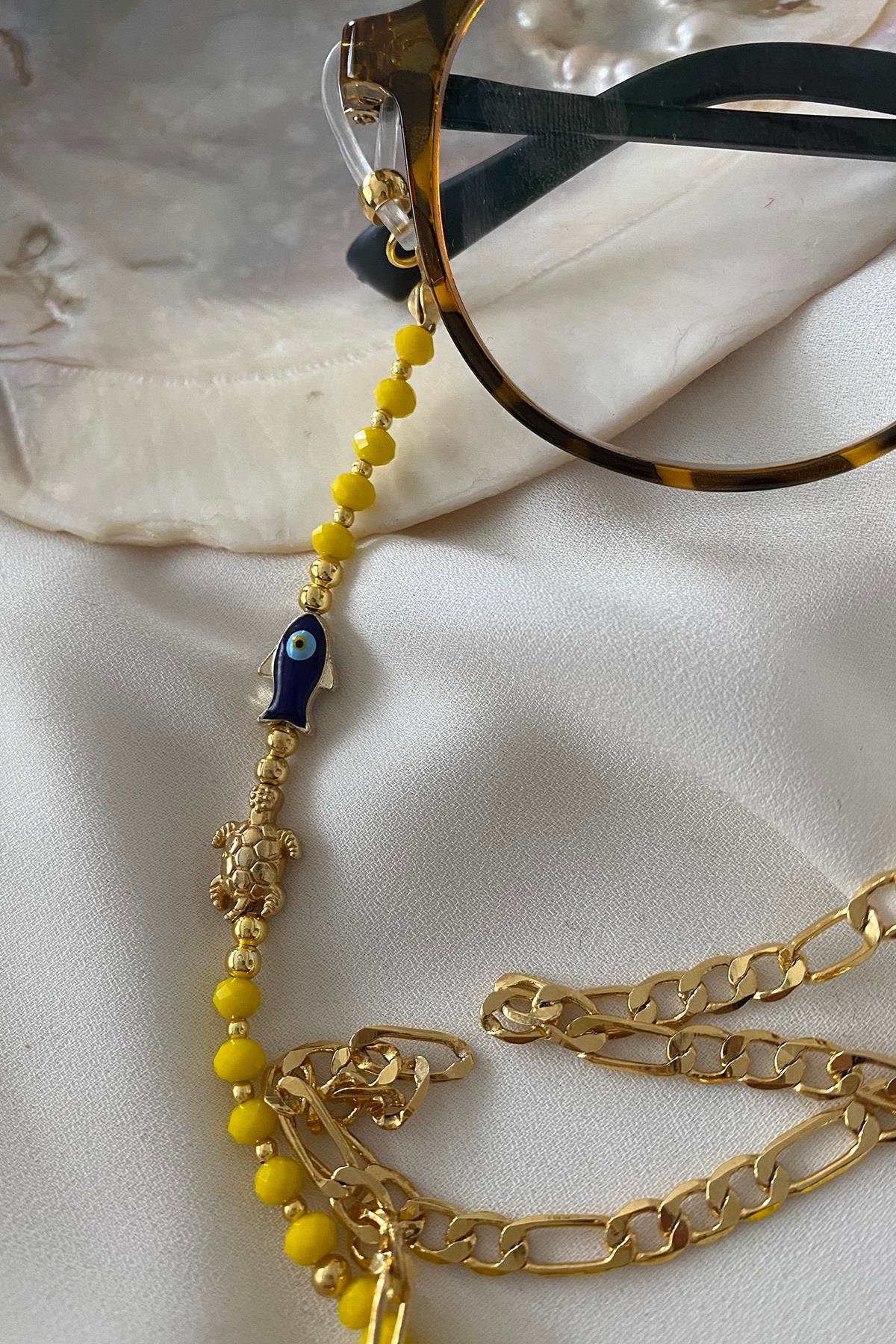 Sarı Kristal Gözlük Askısı