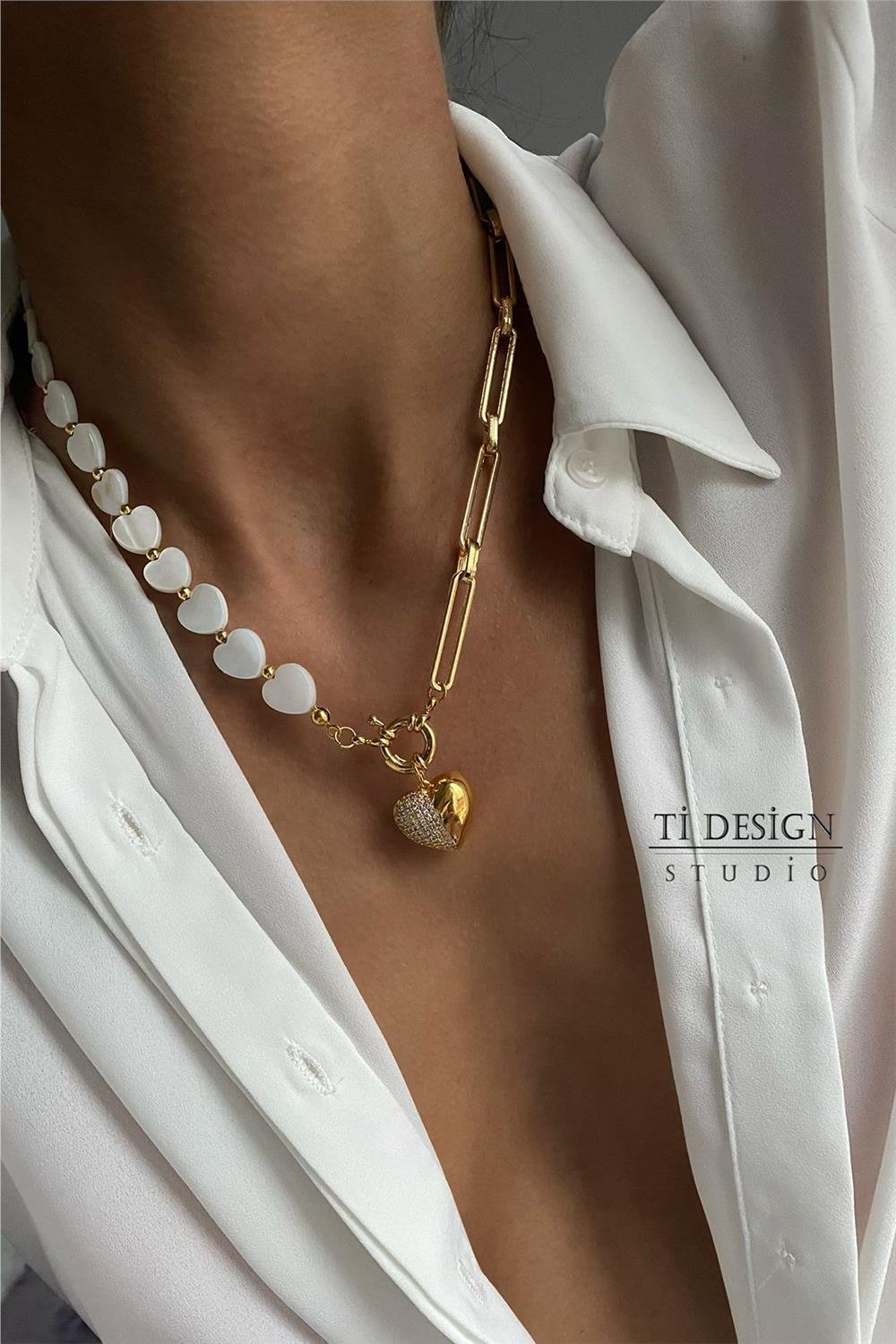 Sedef Taşı Tasarım Kolye