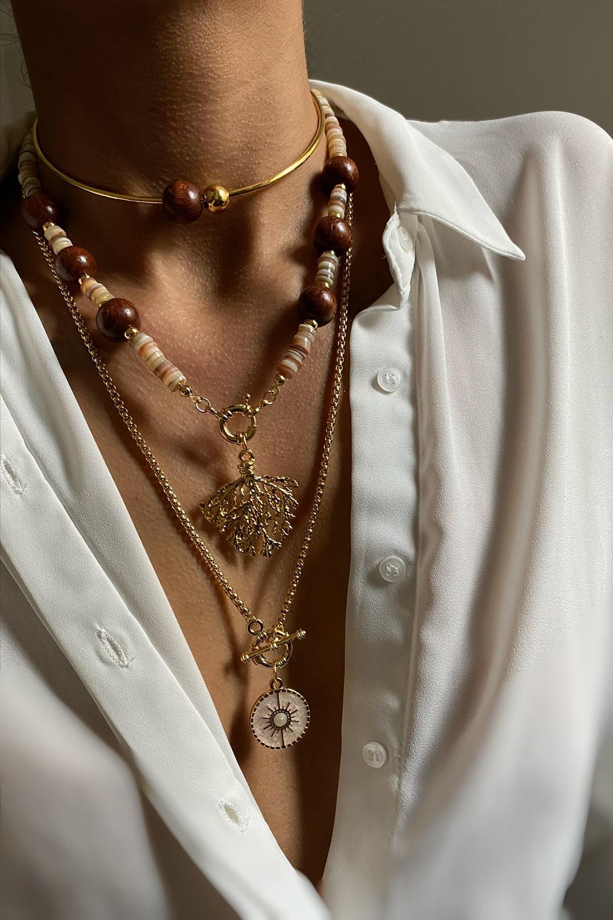 Sedef Taşı Tasarım Kolye Seti (Tüm Set)