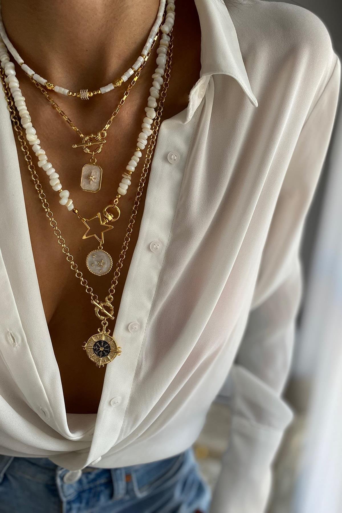 Sedef&Ay Taşı Kolye Seti