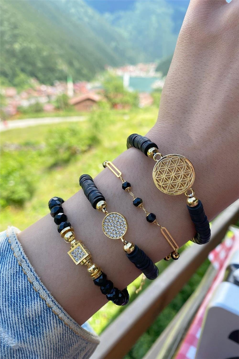 Siyah Fimo Tasarım Bileklik Seti (Tüm Set)