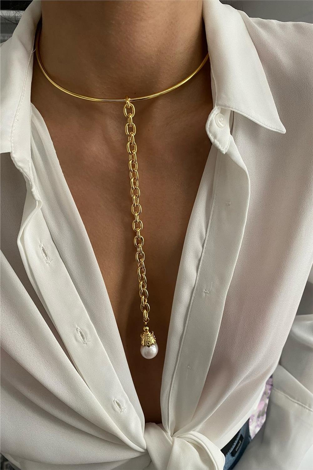 Tasma Model Gerçek İncili Kolye