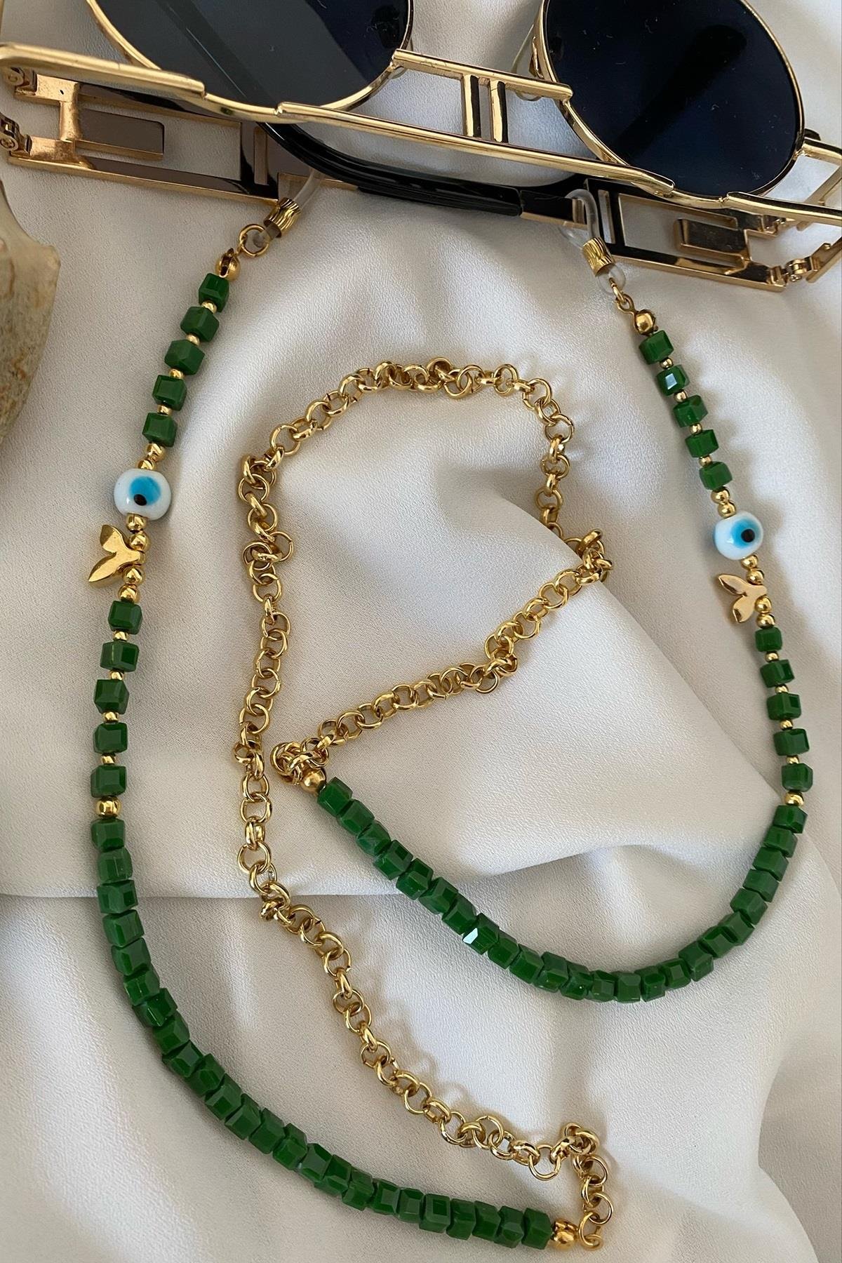 Yeşil Kare Kristal Gözlük Askısı