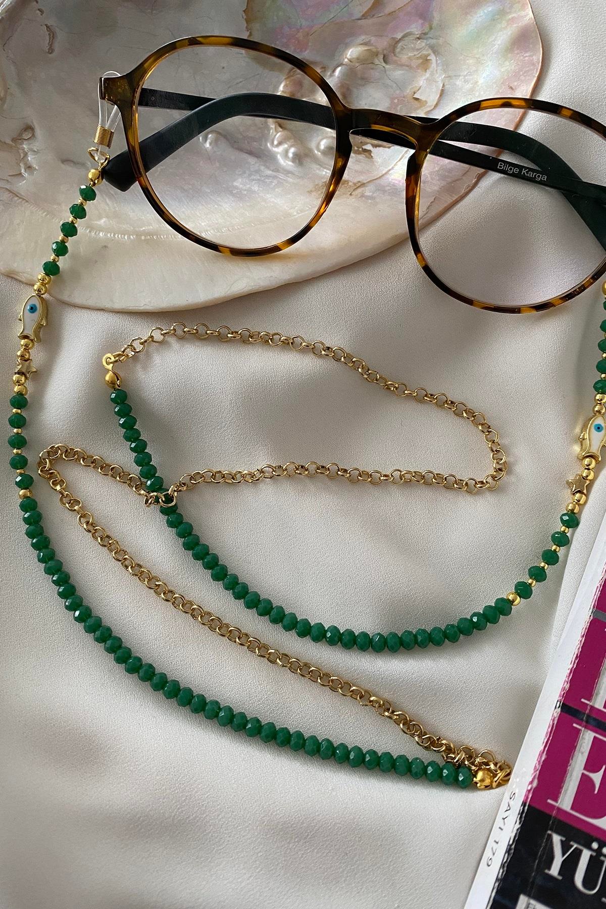 Yeşil Kristal Gözlük Askısı