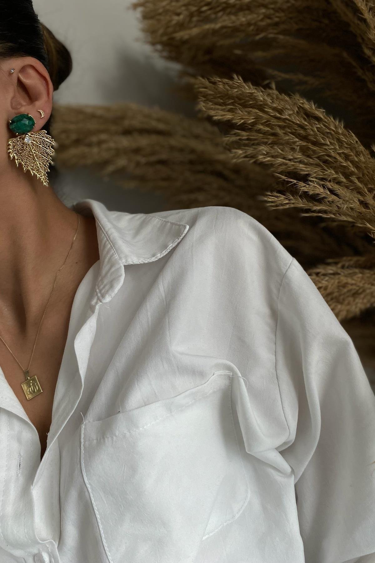 Zümrüt Taşı Tasarım  Küpe 