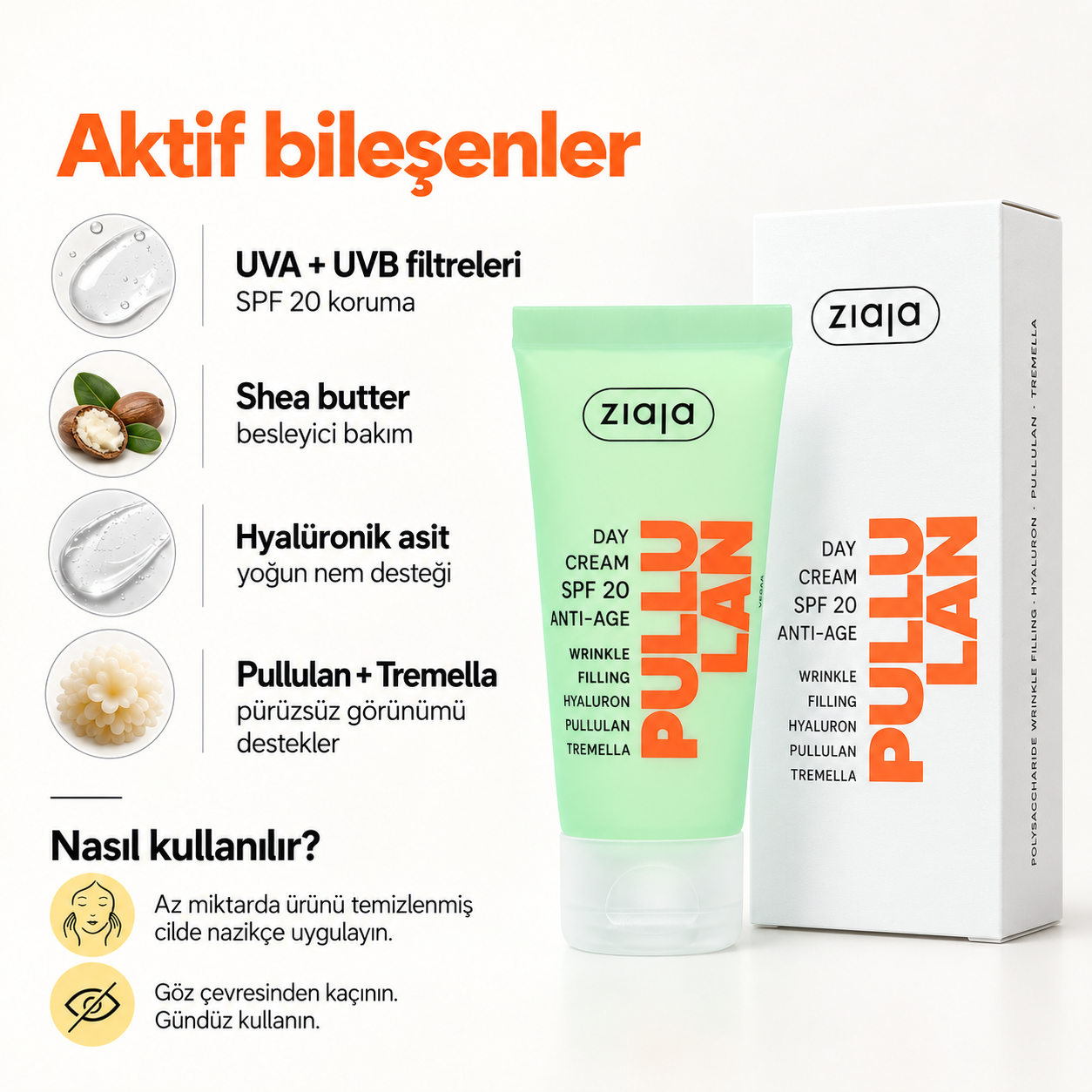 ZIAJASHOP - Ziaja - Ziaja Pullulan Yaşlanma Karşıtı Gündüz Kremi SPF20 50 ml