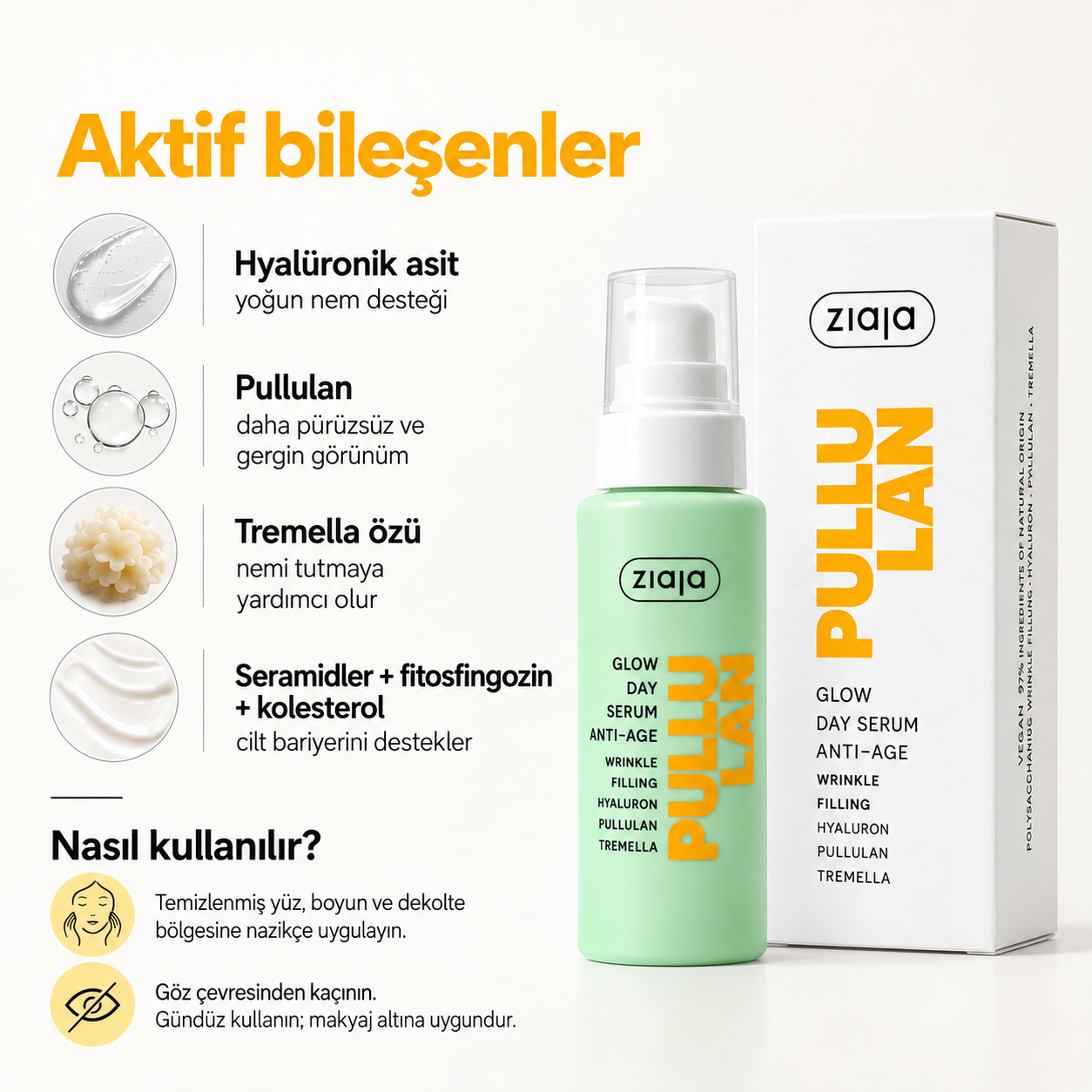 ZIAJASHOP - Ziaja - Ziaja Pullulan Yaşlanma Karşıtı Işıltı Veren Gündüz Serumu 50 ml