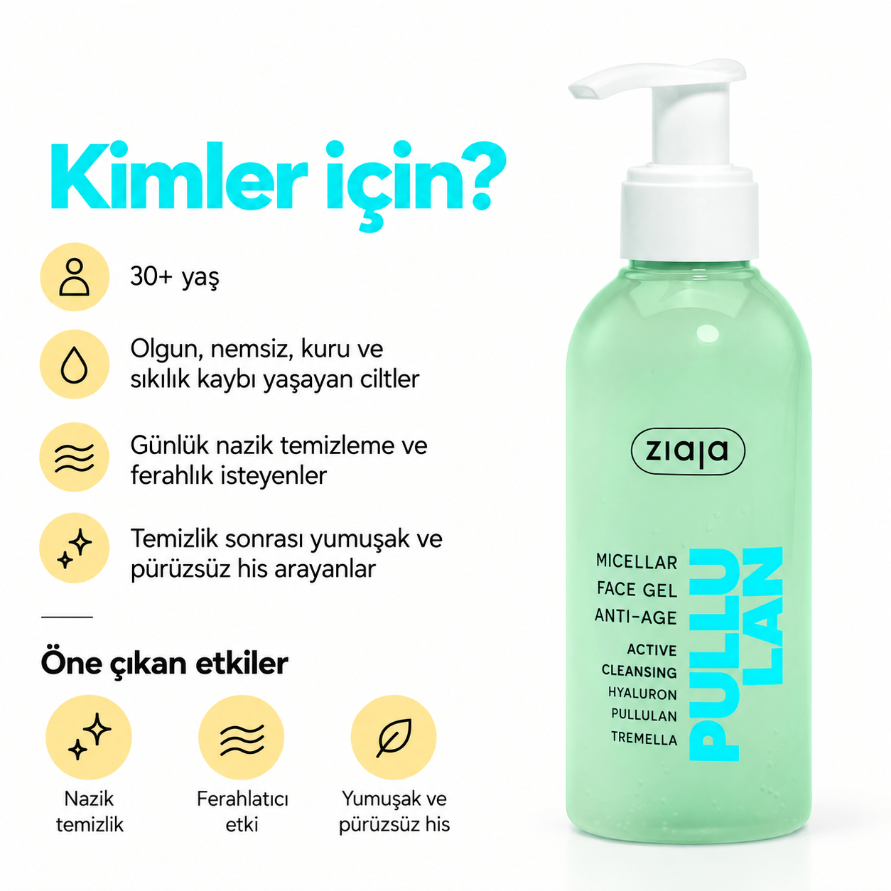 ZIAJASHOP - Ziaja - Ziaja Pullulan Yaşlanma Karşıtı Misel Yüz Temizleme Jeli 200 ml