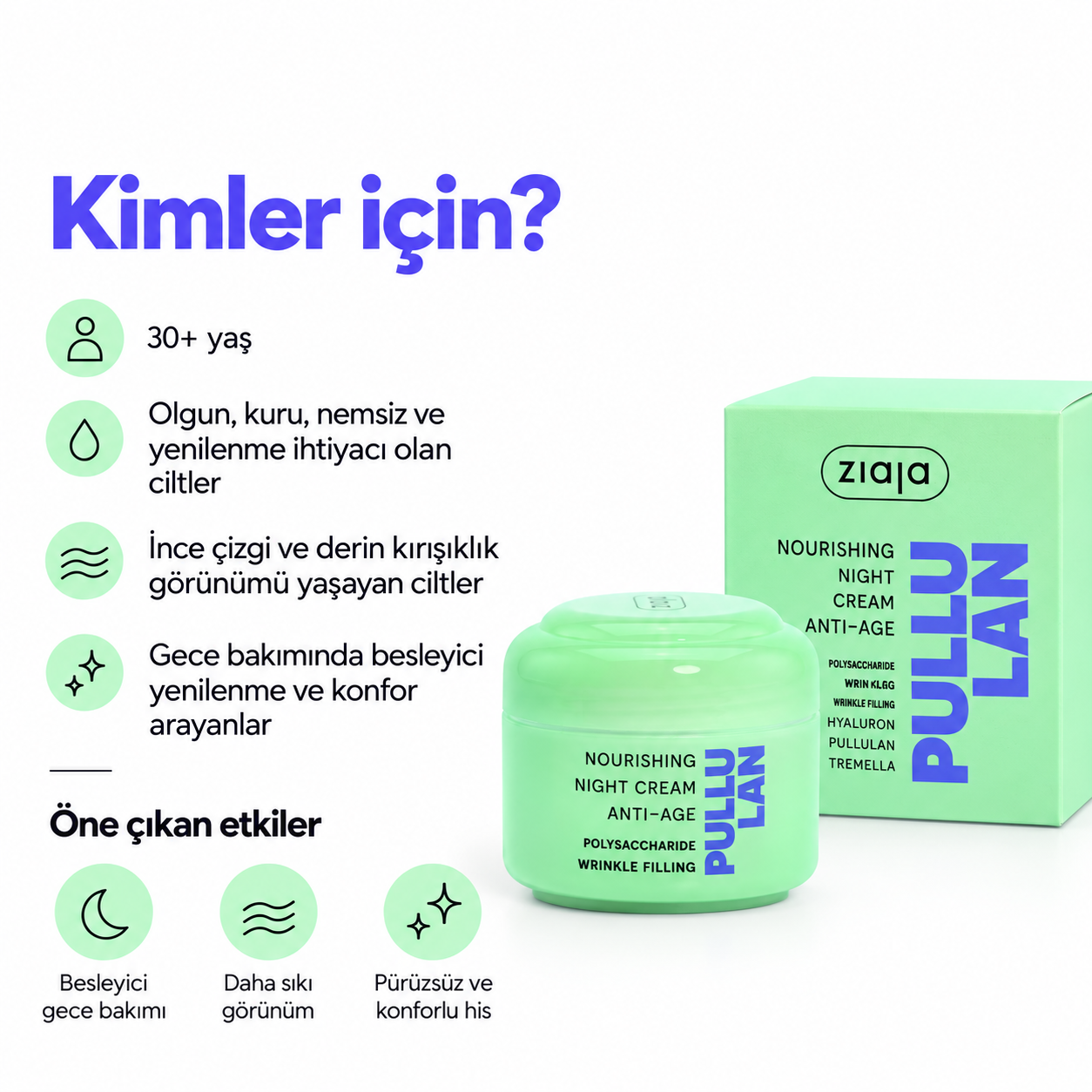 ZIAJASHOP - Ziaja - Ziaja Pullulan Yaşlanma Karşıtı Besleyici Gece Kremi 50 ml