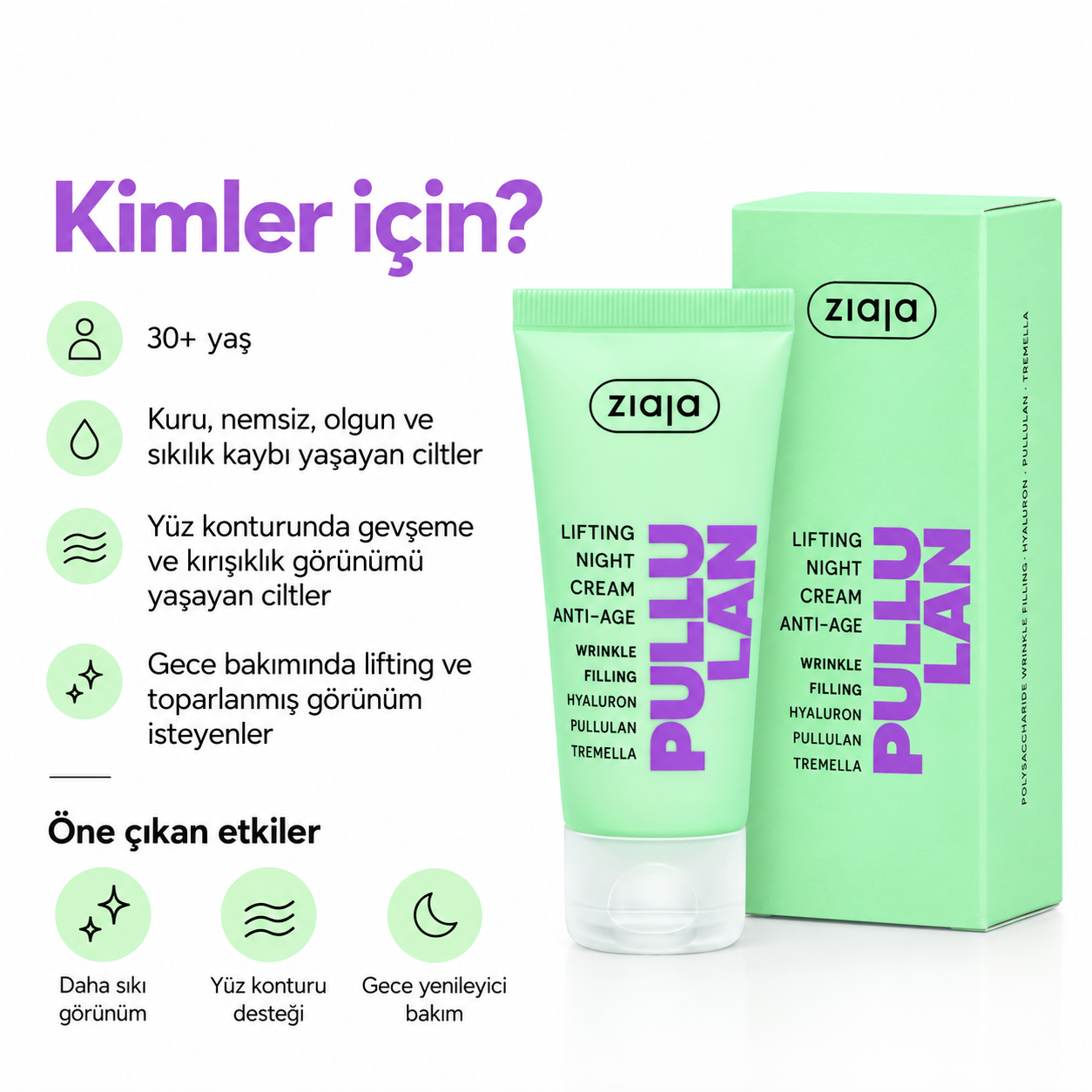 ZIAJASHOP - Ziaja - Ziaja Pullulan Yaşlanma Karşıtı Lifting Gece Kremi 50 ml