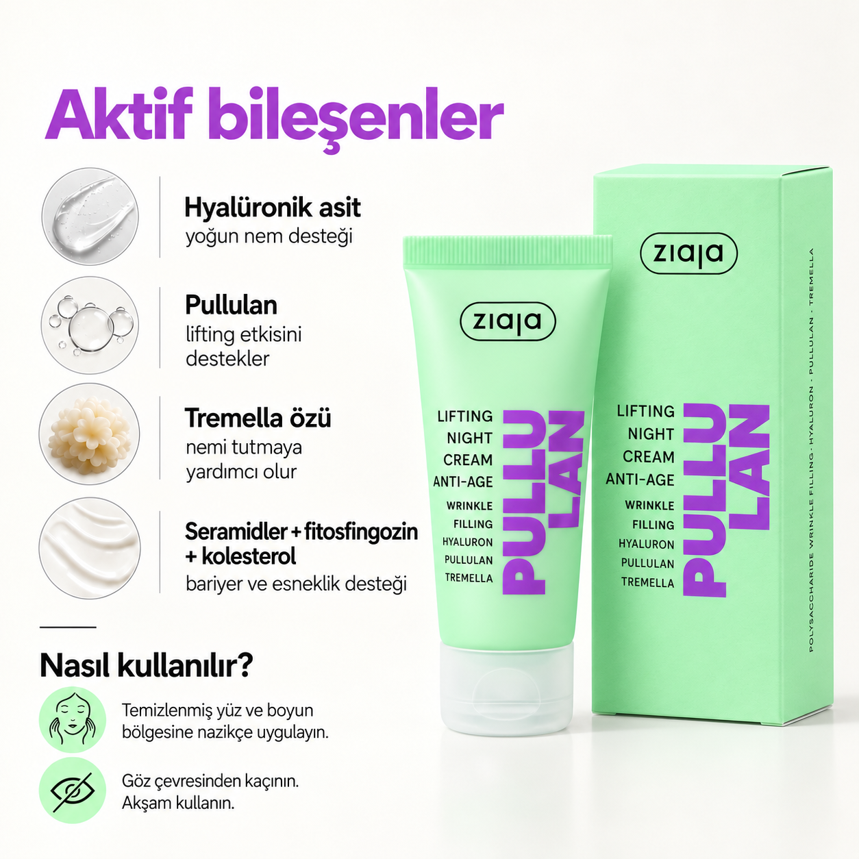 ZIAJASHOP - Ziaja - Ziaja Pullulan Yaşlanma Karşıtı Lifting Gece Kremi 50 ml