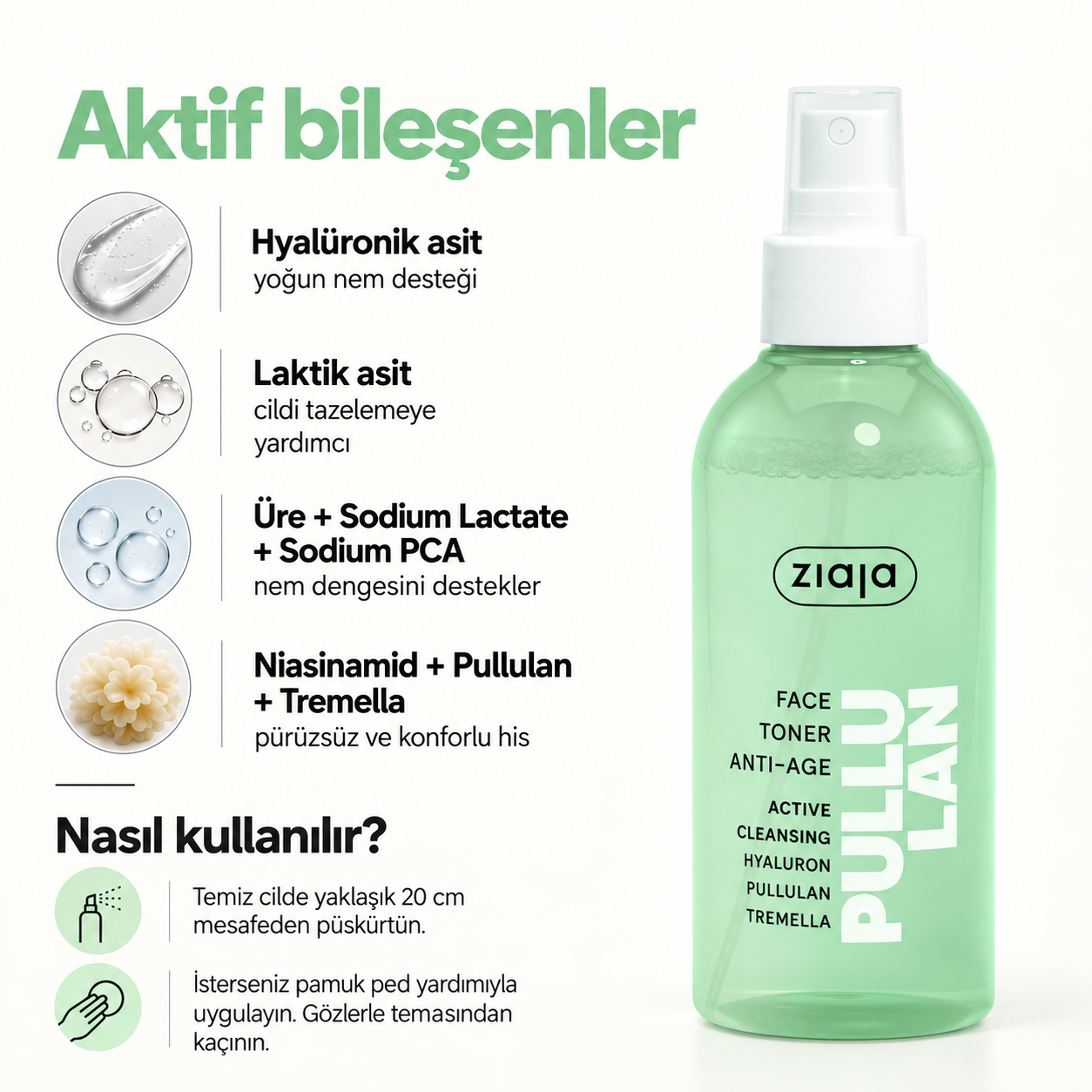 ZIAJASHOP - Ziaja - Ziaja Pullulan Yaşlanma Karşıtı Nemlendirici Yüz Toniği 200 ml