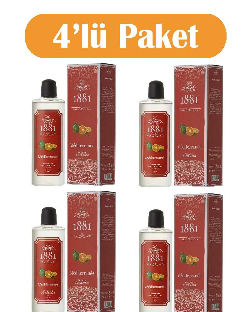 1881 - 1881 Kolonya 250ml Cam Mediterranee & Mandarine 4'lü Paket