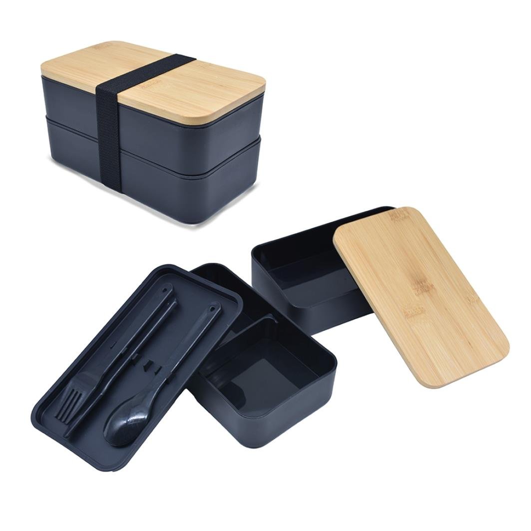 Bambu Kapaklı Plastik Yemek Kutusu