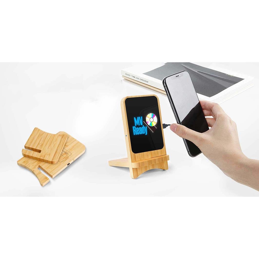 Kıbrıs Bambu Telefon Standlı Wireless Şarj Cihazı