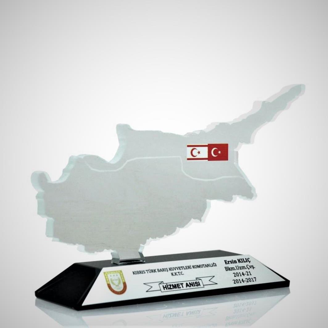 Kıbrıs Özel Üretim Kristal Plaket