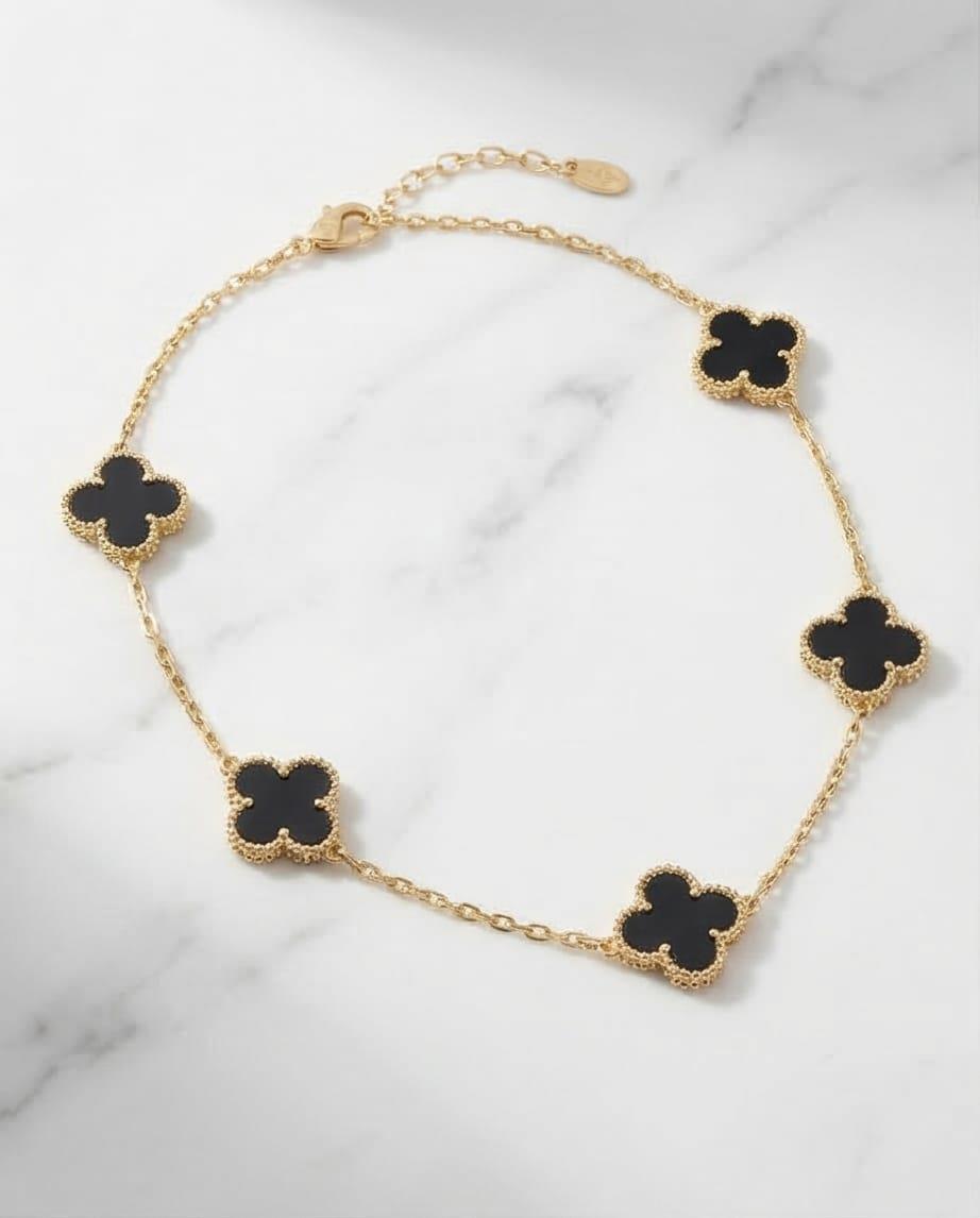 5Li Van Cleef Siyah Taşlı Kolye