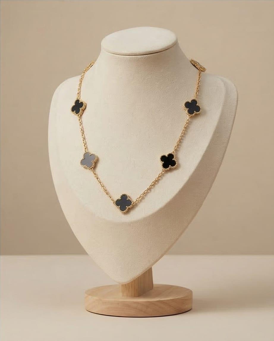 5Li Van Cleef Siyah Taşlı Kolye